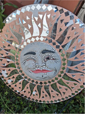 Mirrored Round garden ornament mexican style